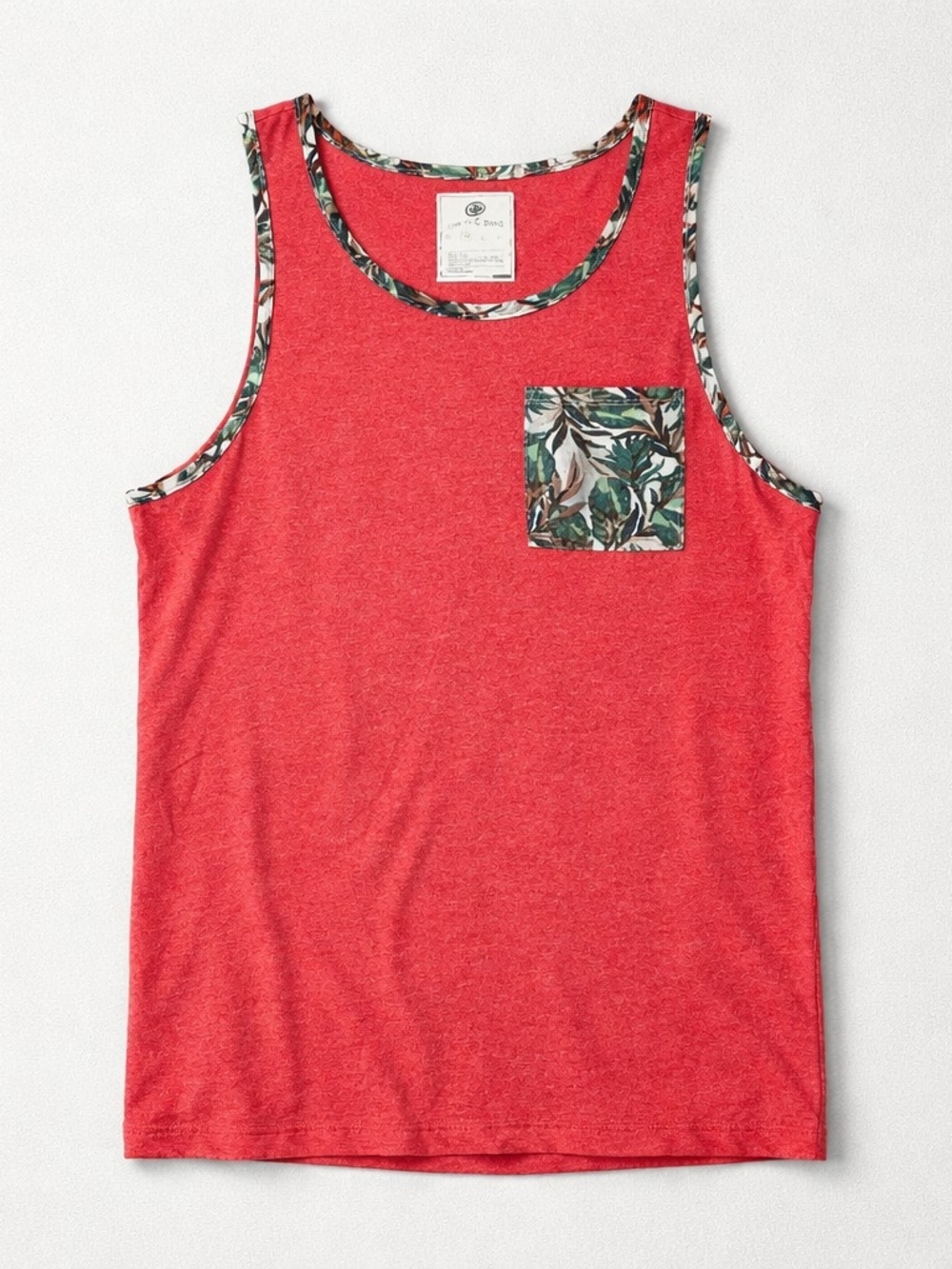 🤑On The Byas Red Tee with Floral Trim